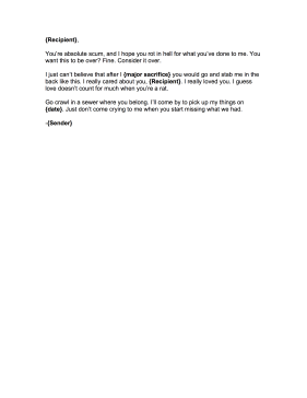 Angry Breakup Letter Goodbye Letter