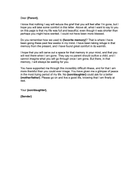 End of Life Letter to Parent Goodbye Letter